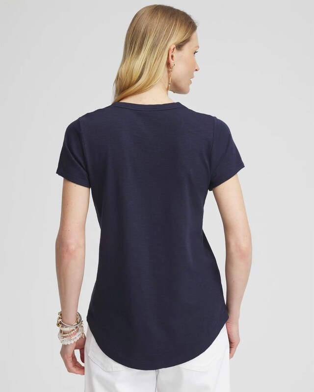 Cap Sleeve V-neck Tee - image 3